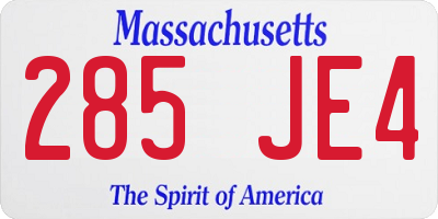 MA license plate 285JE4