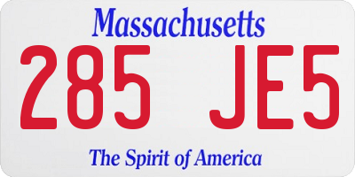 MA license plate 285JE5