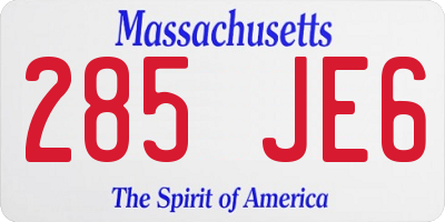 MA license plate 285JE6