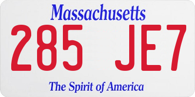 MA license plate 285JE7