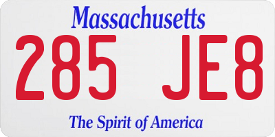MA license plate 285JE8