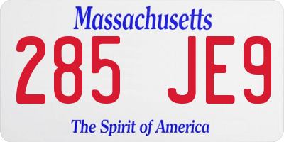 MA license plate 285JE9