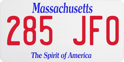 MA license plate 285JF0
