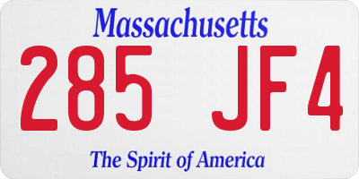 MA license plate 285JF4