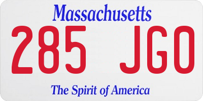 MA license plate 285JG0