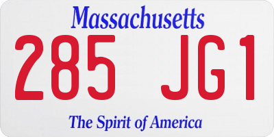MA license plate 285JG1