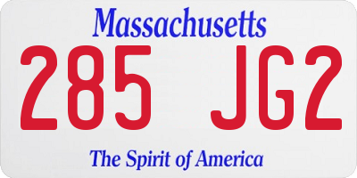 MA license plate 285JG2