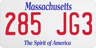 MA license plate 285JG3