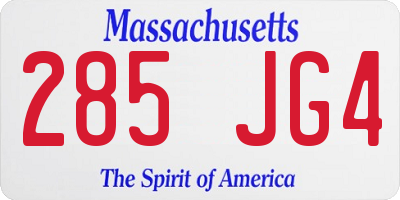 MA license plate 285JG4