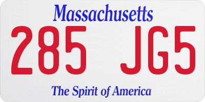 MA license plate 285JG5