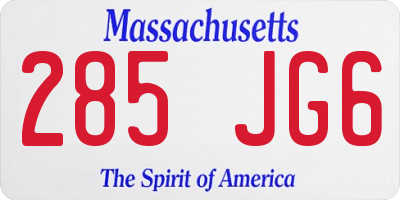 MA license plate 285JG6