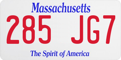 MA license plate 285JG7