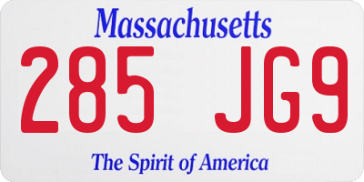 MA license plate 285JG9