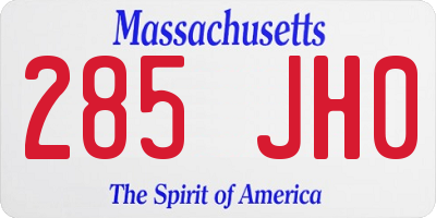 MA license plate 285JH0