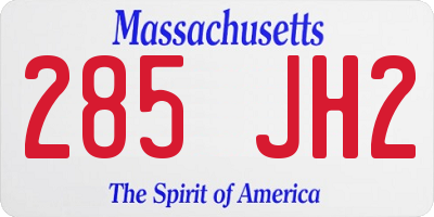 MA license plate 285JH2