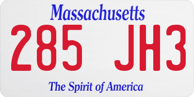 MA license plate 285JH3
