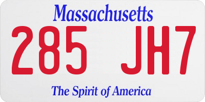 MA license plate 285JH7