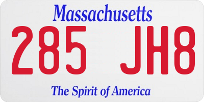 MA license plate 285JH8
