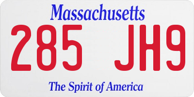 MA license plate 285JH9