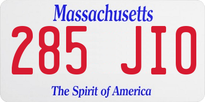 MA license plate 285JI0