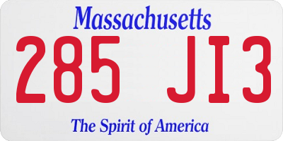 MA license plate 285JI3