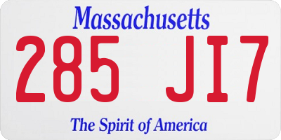 MA license plate 285JI7
