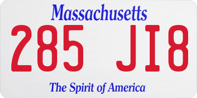 MA license plate 285JI8