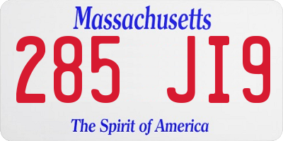 MA license plate 285JI9