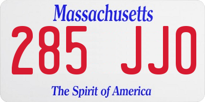 MA license plate 285JJ0