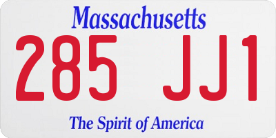 MA license plate 285JJ1