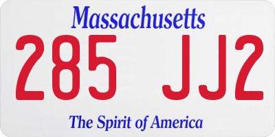 MA license plate 285JJ2