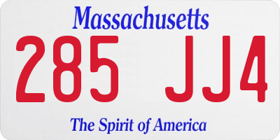 MA license plate 285JJ4