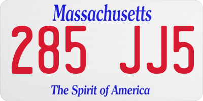 MA license plate 285JJ5