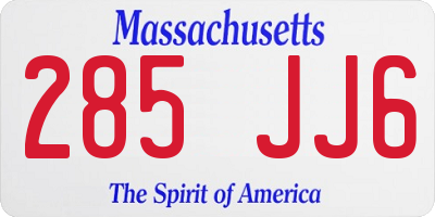 MA license plate 285JJ6