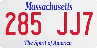 MA license plate 285JJ7