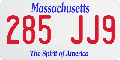 MA license plate 285JJ9