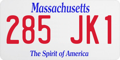MA license plate 285JK1