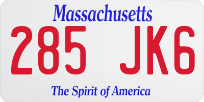 MA license plate 285JK6