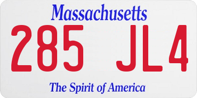 MA license plate 285JL4