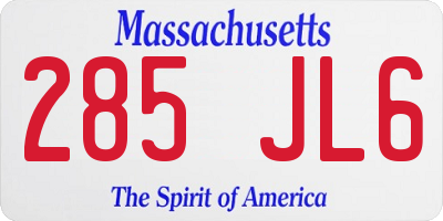 MA license plate 285JL6