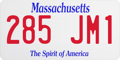 MA license plate 285JM1