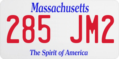 MA license plate 285JM2