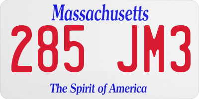MA license plate 285JM3