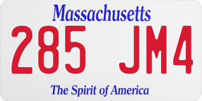 MA license plate 285JM4