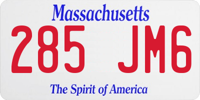 MA license plate 285JM6