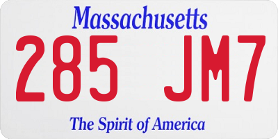 MA license plate 285JM7