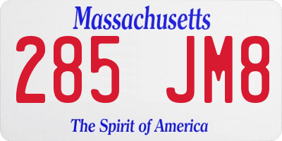 MA license plate 285JM8
