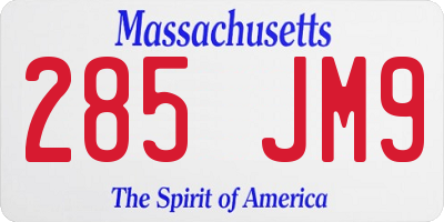 MA license plate 285JM9