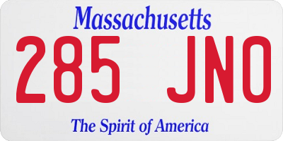 MA license plate 285JN0