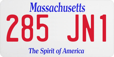 MA license plate 285JN1